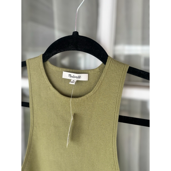 Madewell Women's Medium Green Signature Knit Cutaway Ribbed Sweater Tank Top - Picture 12 of 14